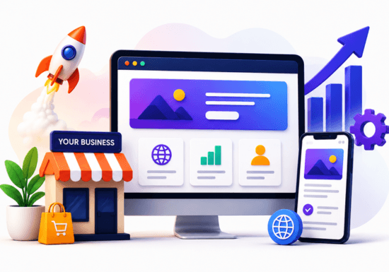 Entrepreneur building an online presence with affordable website design and SEO services